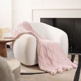  Chenille knitted wool throw 1.3x1.6m 