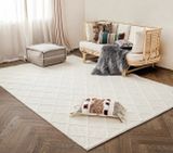  Rhombus Indian wool rug - White 