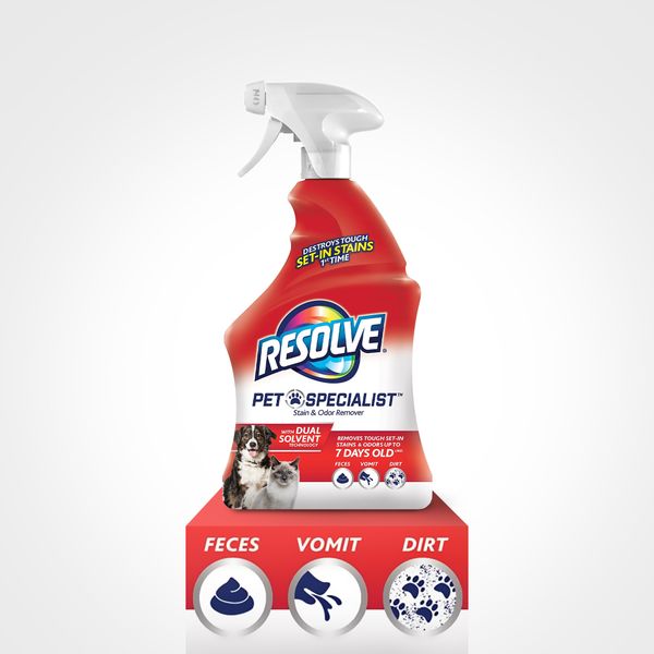  Resolve Pet Specialist Carpet Cleaner, Stain Remover and Odor eliminator trigger, Floor and Upholstery Cleaner 