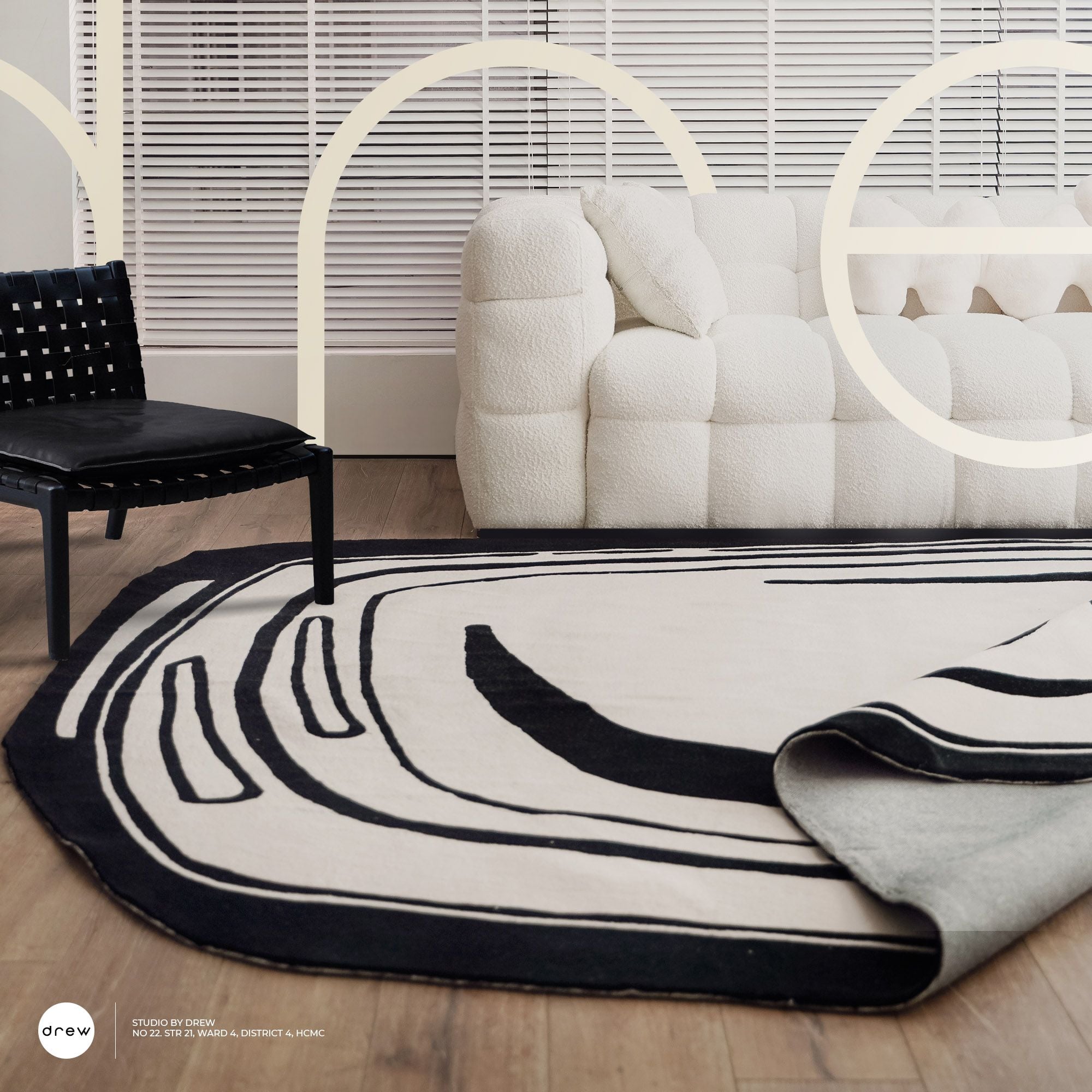 Hand-woven Abstract BW Rug – Studio by Drew