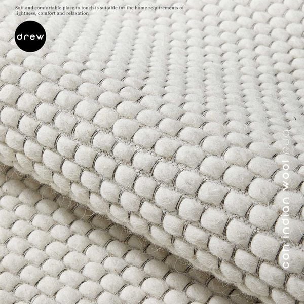  COK Indian Wool Rug - Creamy White - COK09 