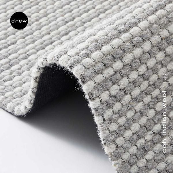  COK Indian Wool Rug - Light Grey - COK01 
