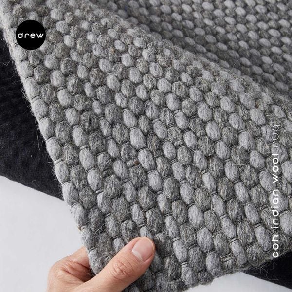  COK Indian Wool Rug - Dark Grey - COK03 