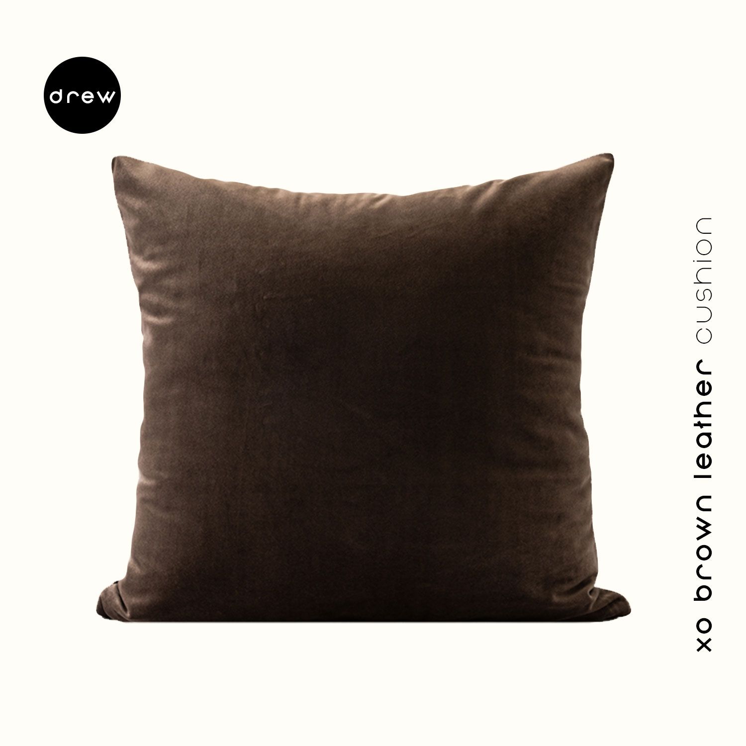  Brown leather X cushion 45x45cm 