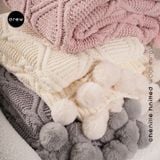  Chenille knitted wool throw 1.3x1.6m 