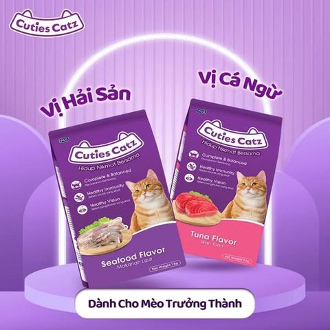 Thức Ăn Hạt CUTIES CATZ Cho Mèo Trưởng Thành Gói 1Kg
