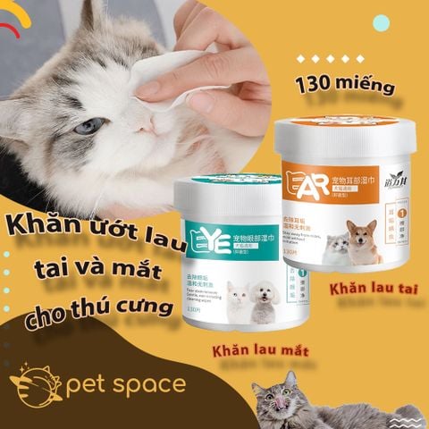 Khăn Ướt Dorrikey Lau Mắt Và Tai/ Ố Bẩn Cho Chó Mèo Chiết Xuất Từ Cây Lô Hội (130miếng/hộp)