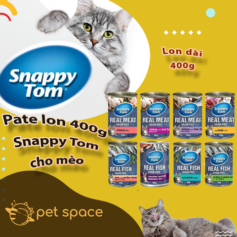 PATE dạng lon SNAPPY TOM 8 vị – lon 400g dành cho mèo