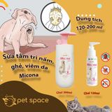 Sữa tắm trị nấm, ghẻ, viêm da dưỡng lông khử mùi cho chó mèo Micona Shampoo 200ml