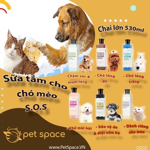 Dầu tắm gội cho chó mèo SOS 530ml
