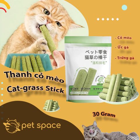 [30g] CATGRASS STICK - Thanh cỏ Mèo mix thịt gà Tiêu búi lông, mài răng cho mèo [30g]