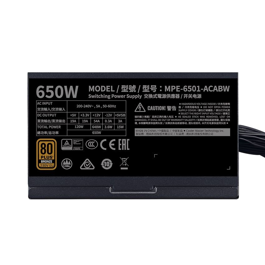 Nguồn máy tính COOLERMASTER MWE650 650W 80 PLUS BRONZE - V2 230V