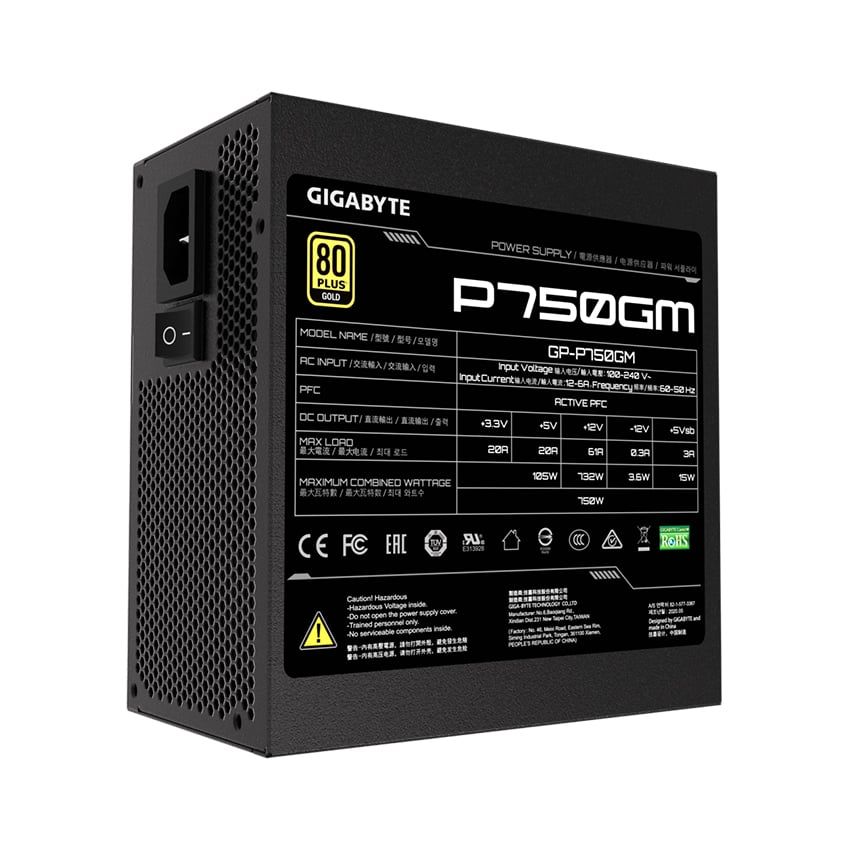 Nguồn máy tính GIGABYTE P750GM 750W - 80 PLUS GOLD - FULL MODULAR