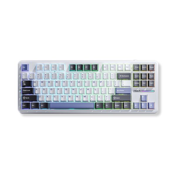 BÀN PHÍM CƠ GAMING 3 MODE AULA F87 (Phiên bản Xám + Trắng + Xám đậm/ Grey wood switch)