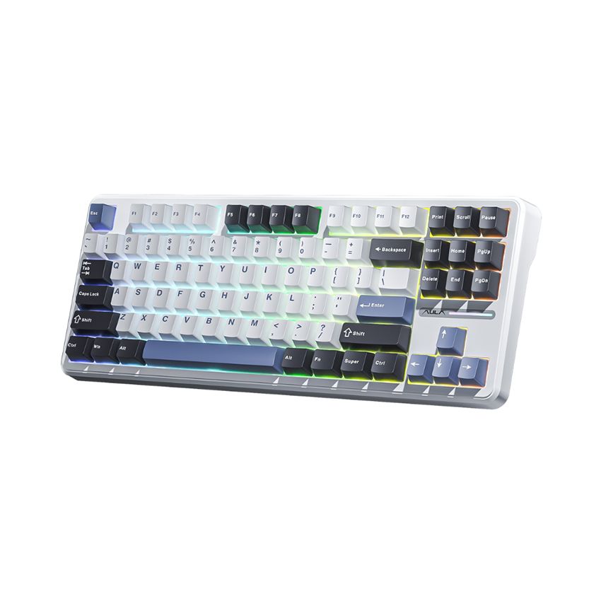 BÀN PHÍM CƠ GAMING 3 MODE AULA F87 (Phiên bản Xám + Trắng + Xám đậm/ Grey wood switch)