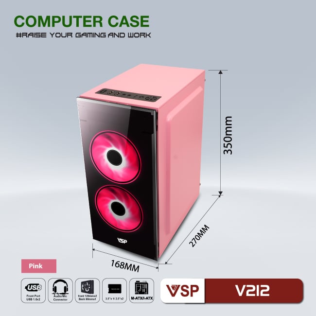 Case VSP Gaming V212 - Pink (Hồng)