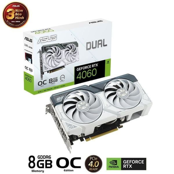 Card màn hình Asus Dual RTX4060 8GB OC WHITE