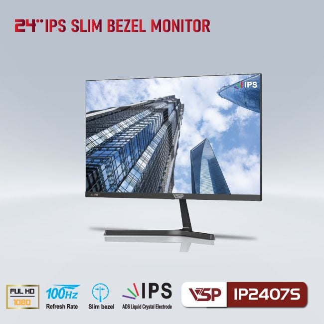 Màn hình VSP IP2407S 24inch IPS | FHD | VGA | HDMI | 100Hz Tràn Viền
