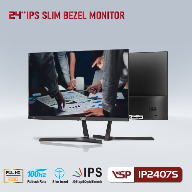 Màn hình VSP IP2407S 24inch IPS | FHD | VGA | HDMI | 100Hz Tràn Viền