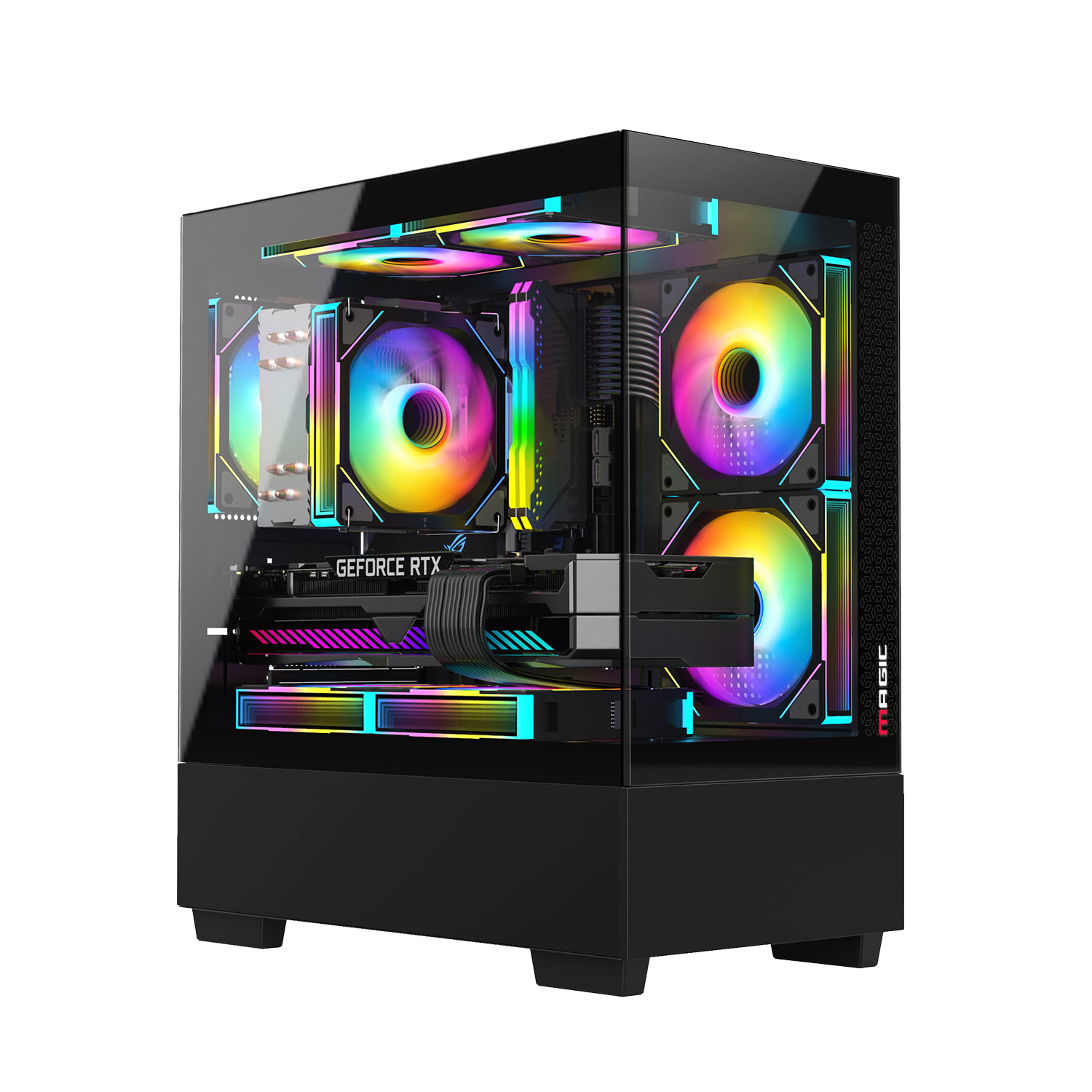 Case Magic MIXTower MATX, không fan Đen