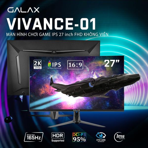 Màn hình Galax Vivance-01 27 inch MGVIIB27NB50 | 2K | IPS | 165Hz | 1ms