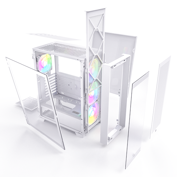Case Montech AIR 1000 Premium ATX Mid Tower Case - 4 Fan ARGB - WHITE