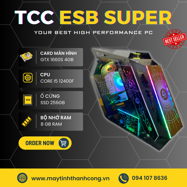 PC Gaming 2023 TC ESB SUPER (B660 | i5 12400F | GTX 1660SUPER 6GB| SSD 256GB | RAM 8GB | 550W)