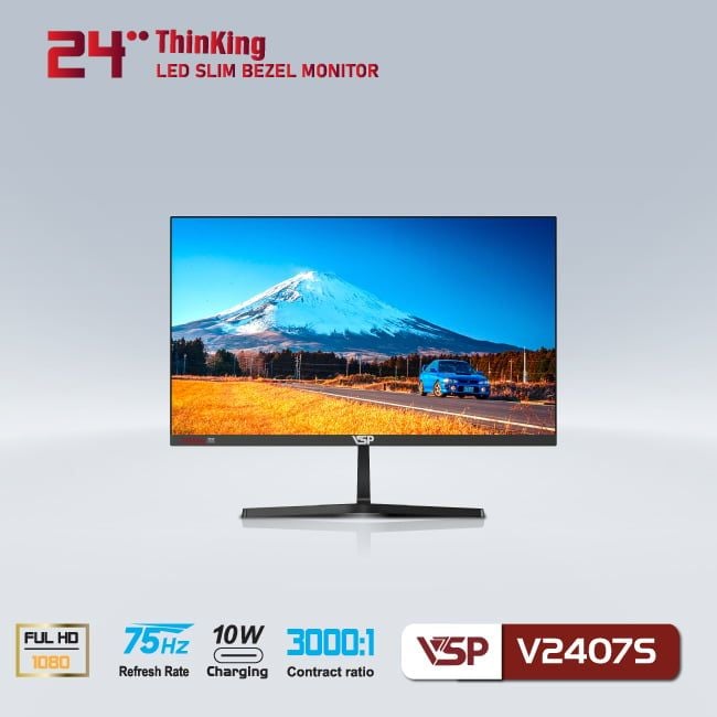 Màn hình VSP Slim Bezel V2407S 24 inch Full HD 75Hz VA | VGA | HDMI