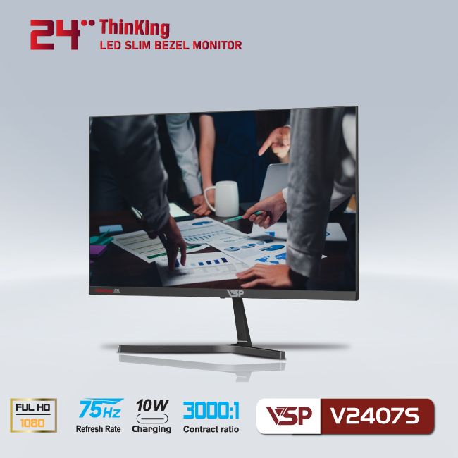 Màn hình VSP Slim Bezel V2407S 24 inch Full HD 75Hz VA | VGA | HDMI