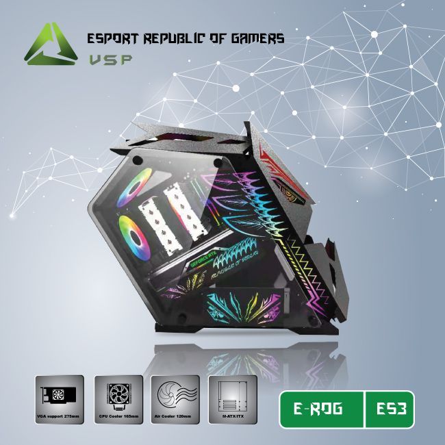 CASE VSP ES3 E-ROG GAMING ARGB (M-ATX, ITX) - BLACK