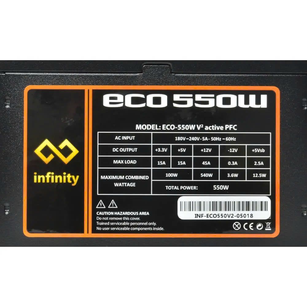 Nguồn máy tính Infinity ECO 550W V2 (Single Rail 12V)