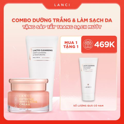 Bộ đôi Kem Dưỡng Trắng LANCI 50ml và Sáp Tẩy Trang LANCI 100g giúp dưỡng trắng và làm sạch sâu da