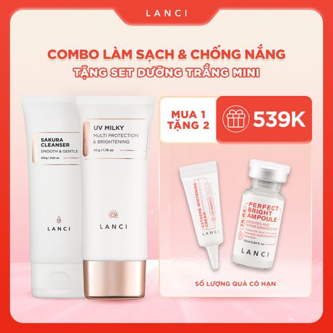Combo Bảo Vệ Da LANCI (Sữa Chống Nắng 50g + Sữa Rửa Mặt 100g )