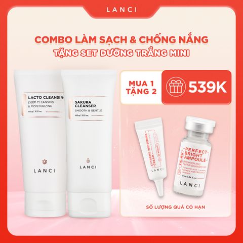 Combo Làm Sạch Chuyên Sâu LANCI Sạch Mướt (Sáp tẩy trang 100g + Sữa rửa mặt 100g)