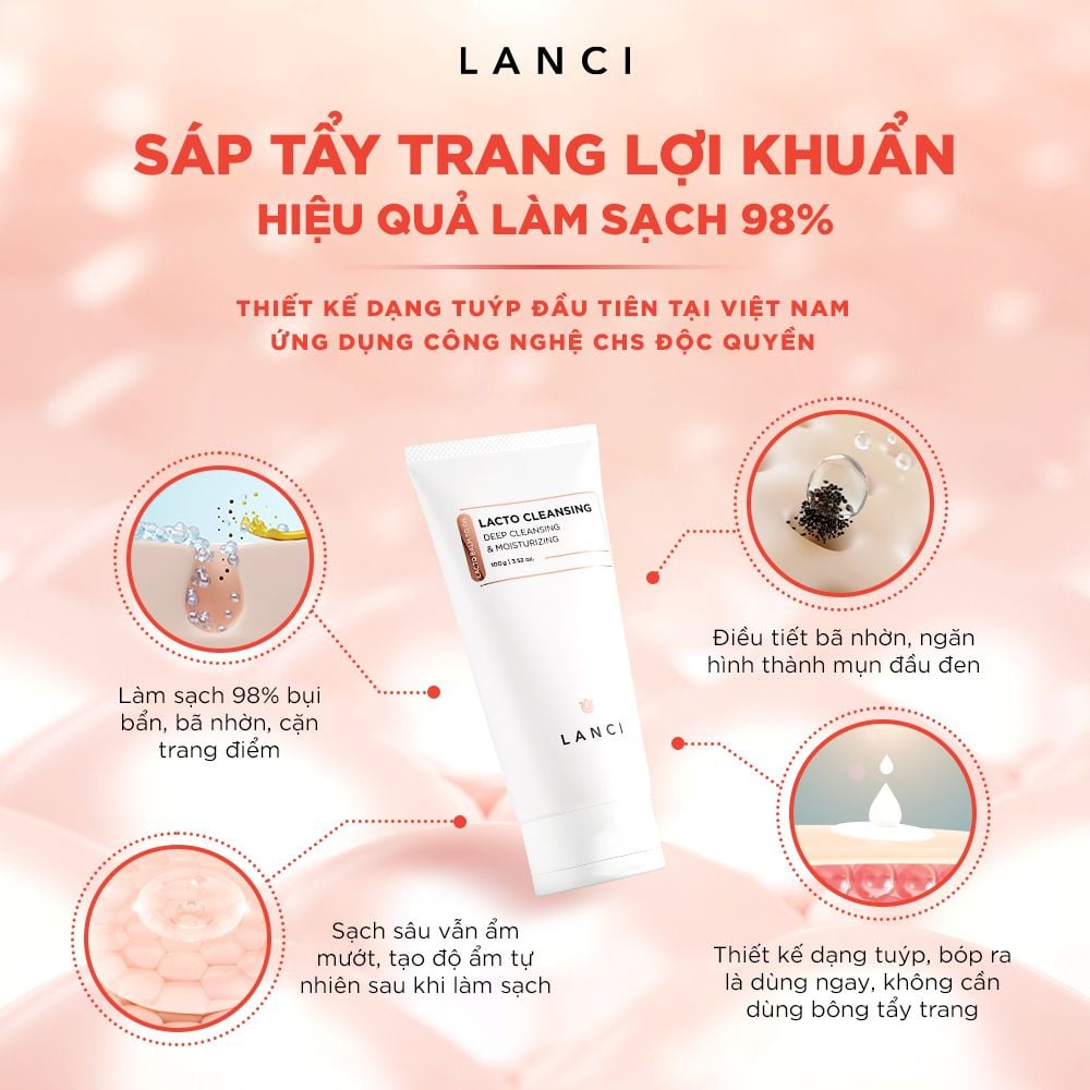 Bộ đôi Sáp tẩy trang 100ml và Sữa chống nắng 50ml LANCI combo làm sạch và chống nắng