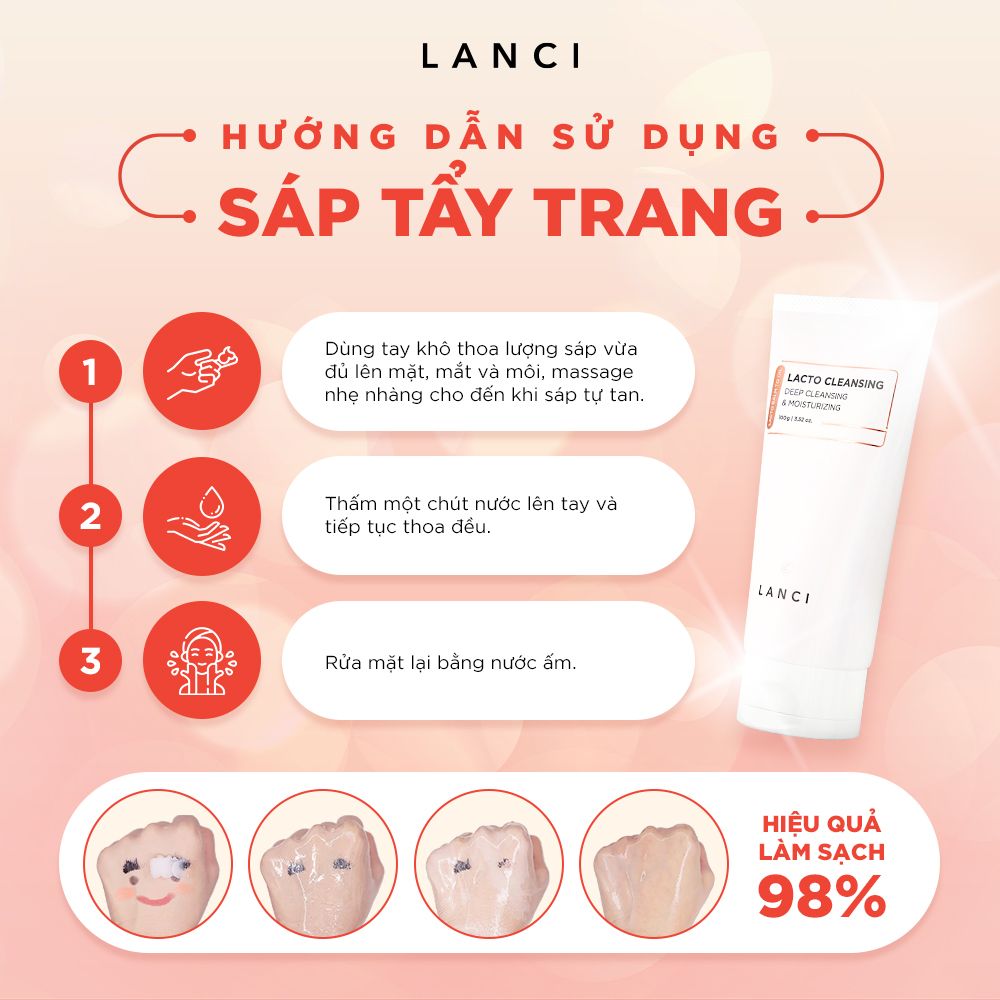 Combo Làm Sạch Chuyên Sâu LANCI Sạch Mướt (Sáp tẩy trang 100g + Sữa rửa mặt 100g)