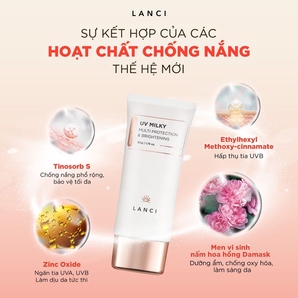 Bộ đôi Sáp tẩy trang 100ml và Sữa chống nắng 50ml LANCI combo làm sạch và chống nắng