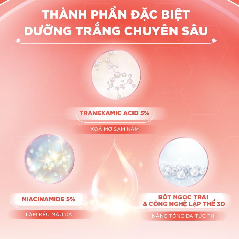 Combo Dưỡng Trắng 3D-Brighty Da Mộc Trắng Mướt LANCI (Ampoule + Kem Dưỡng Trắng) 50ml