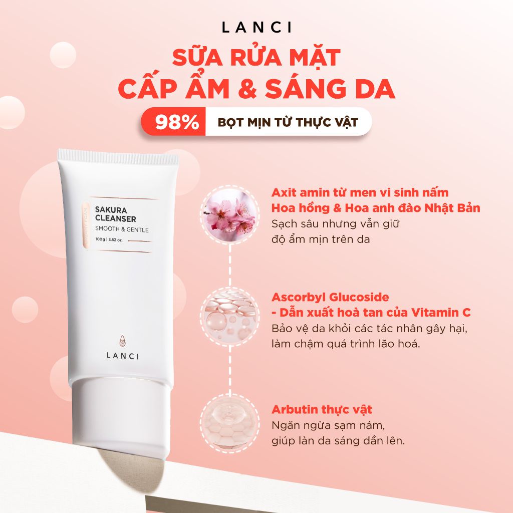 Combo Làm Sạch Kép LANCI Double Cleasing Sạch Mướt Mềm Mịn (Sáp tẩy trang 100g + Sữa rửa mặt 100g)