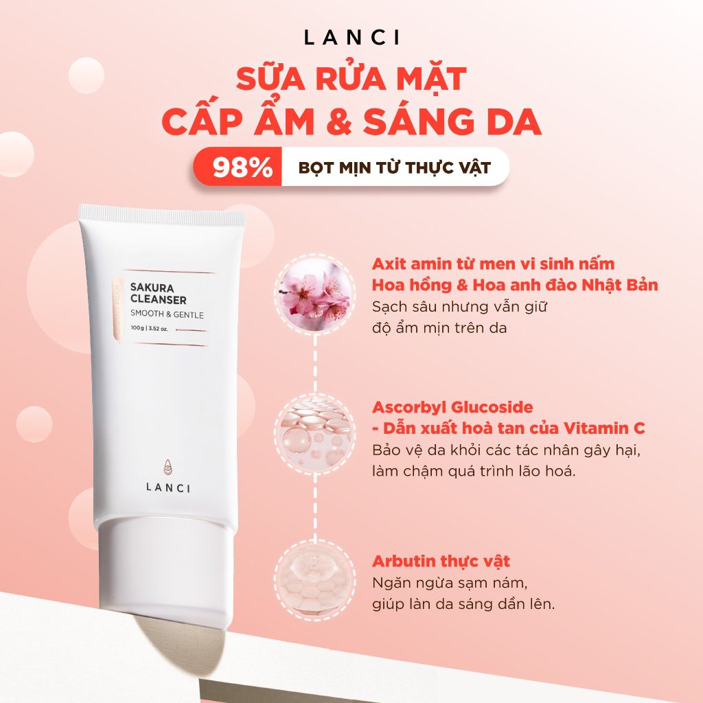 Bộ đôi sữa rửa mặt dịu nhẹ LANCI (100ml x2)