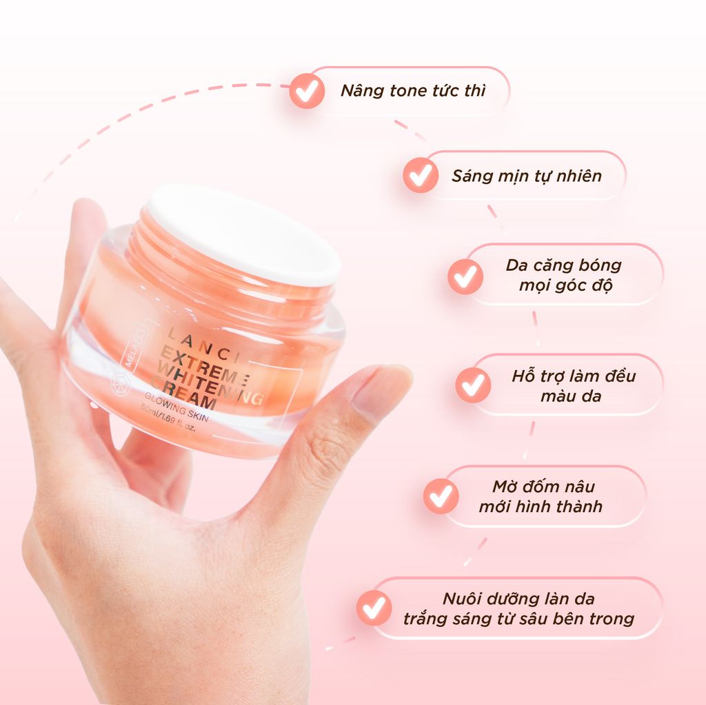 Kem Dưỡng Trắng Da LANCI Extreme Whitening Cream Glowing Skin MelaB3 50ml