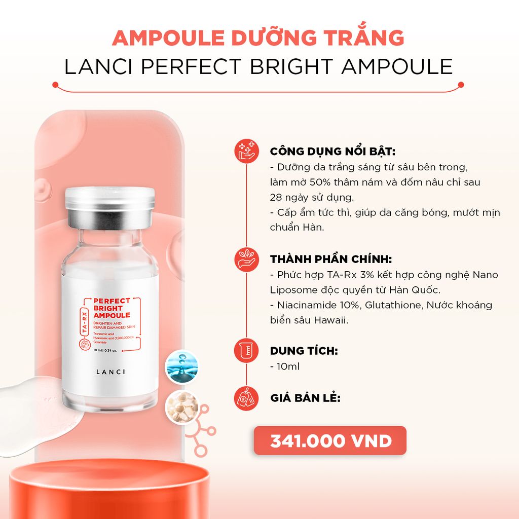 Minisize Tinh Chất Mờ Thâm Nám LANCI Perfect Bright Ampoule 10ml
