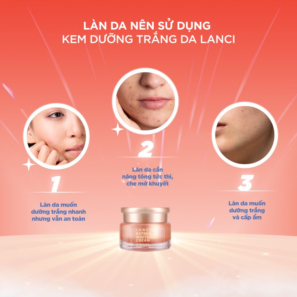 Kem Dưỡng Trắng Da LANCI Extreme Whitening Cream Glowing Skin MelaB3 50ml