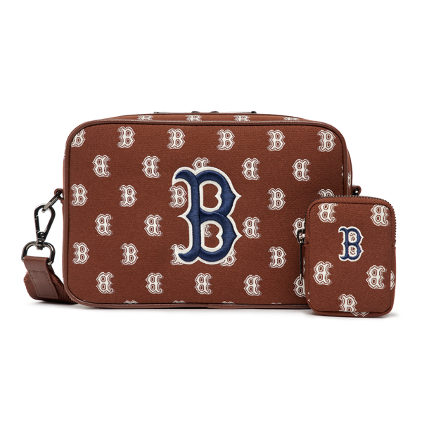 MLB Official Monogram Jacquard Boston Red Sox Tote Bag MLB Logo
