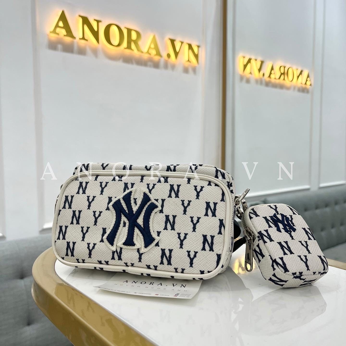 MLB Monogram Mini Crossbody Bag New York Yankees (WHITE) –