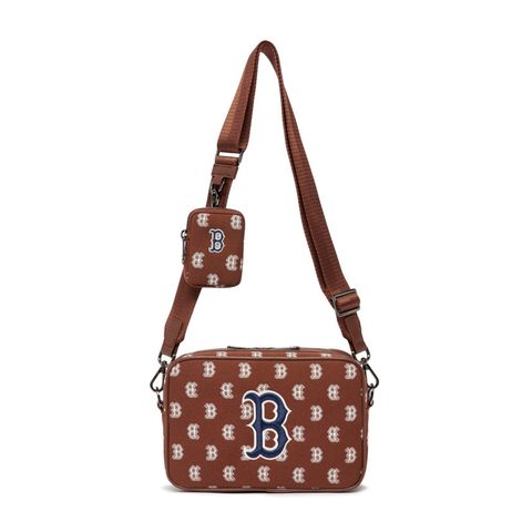 MLB Monogram Jacquard Boston Red Sox Hobo Bag Hand Bag MLB Shoulder Bag  Brown