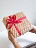  Hộp mây 4 bánh nan - Trắng Đỏ 