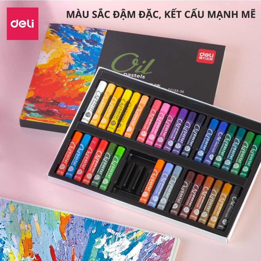  Bút sáp dầu cao cấp Deli - 12/24/36 Màu - 72133 