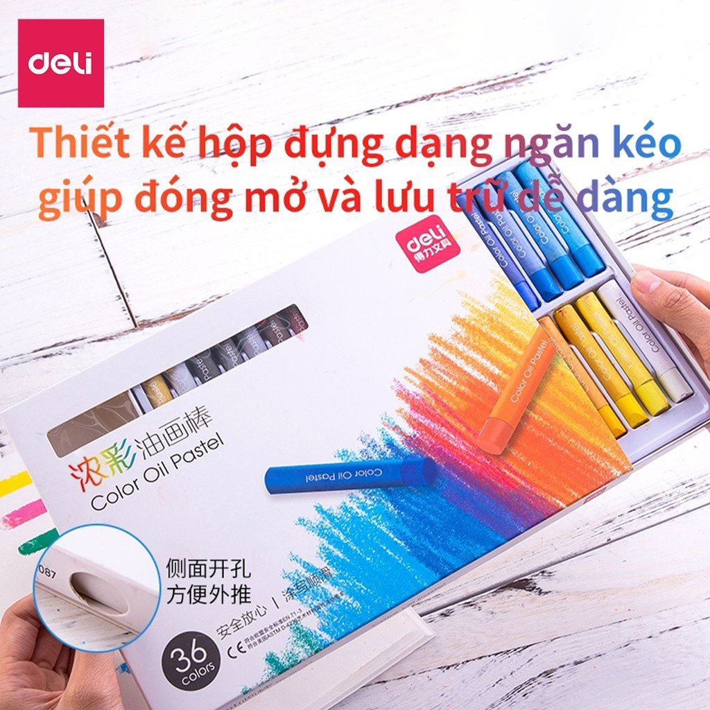  Bút sáp dầu chuyên nghiệp Deli - Hộp giấy - 24/36/48 màu - 72087 / 72088 / 72089 