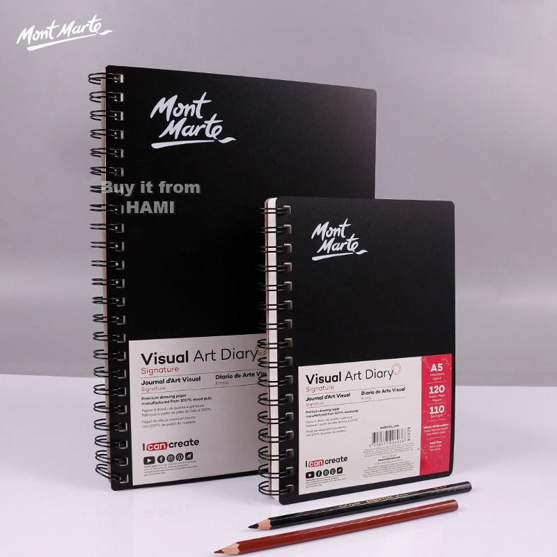  Sổ Sketch Book Mont Marte Bìa Cứng Gáy Lò Xo A3/ A4/ A5/ A6 - 120 Trang, 110gsm 